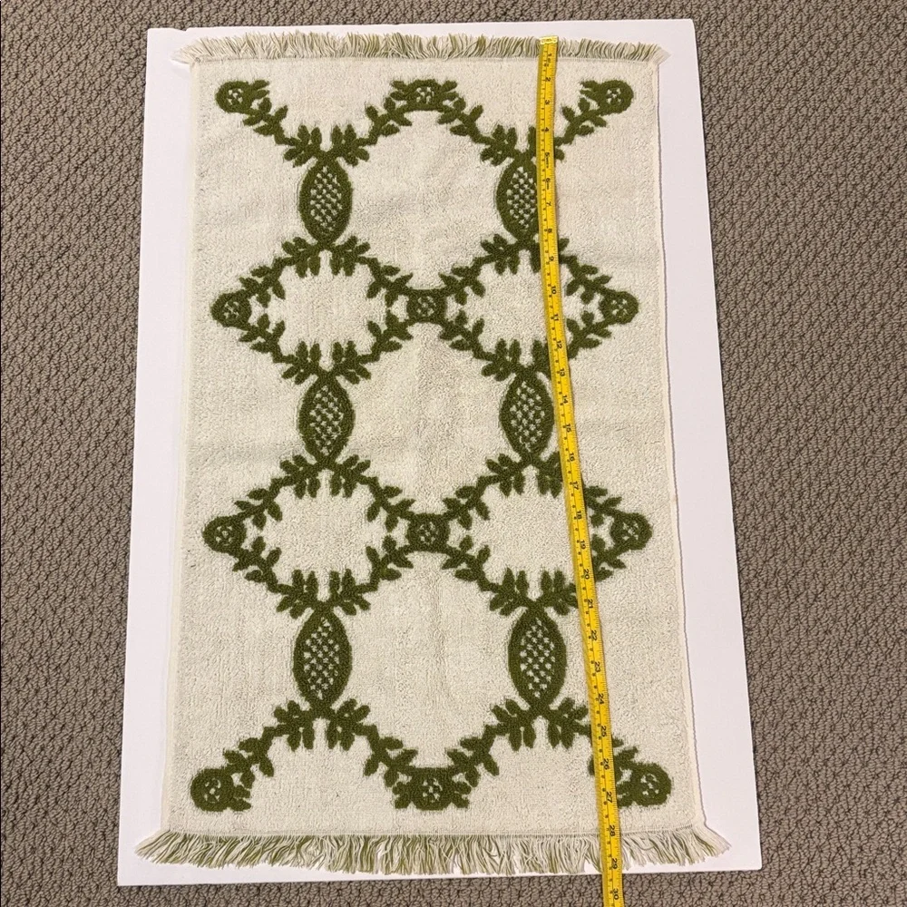 Vintage SEARS Royal Touch Hand Towels Green And White Cotton Mid Century Retro